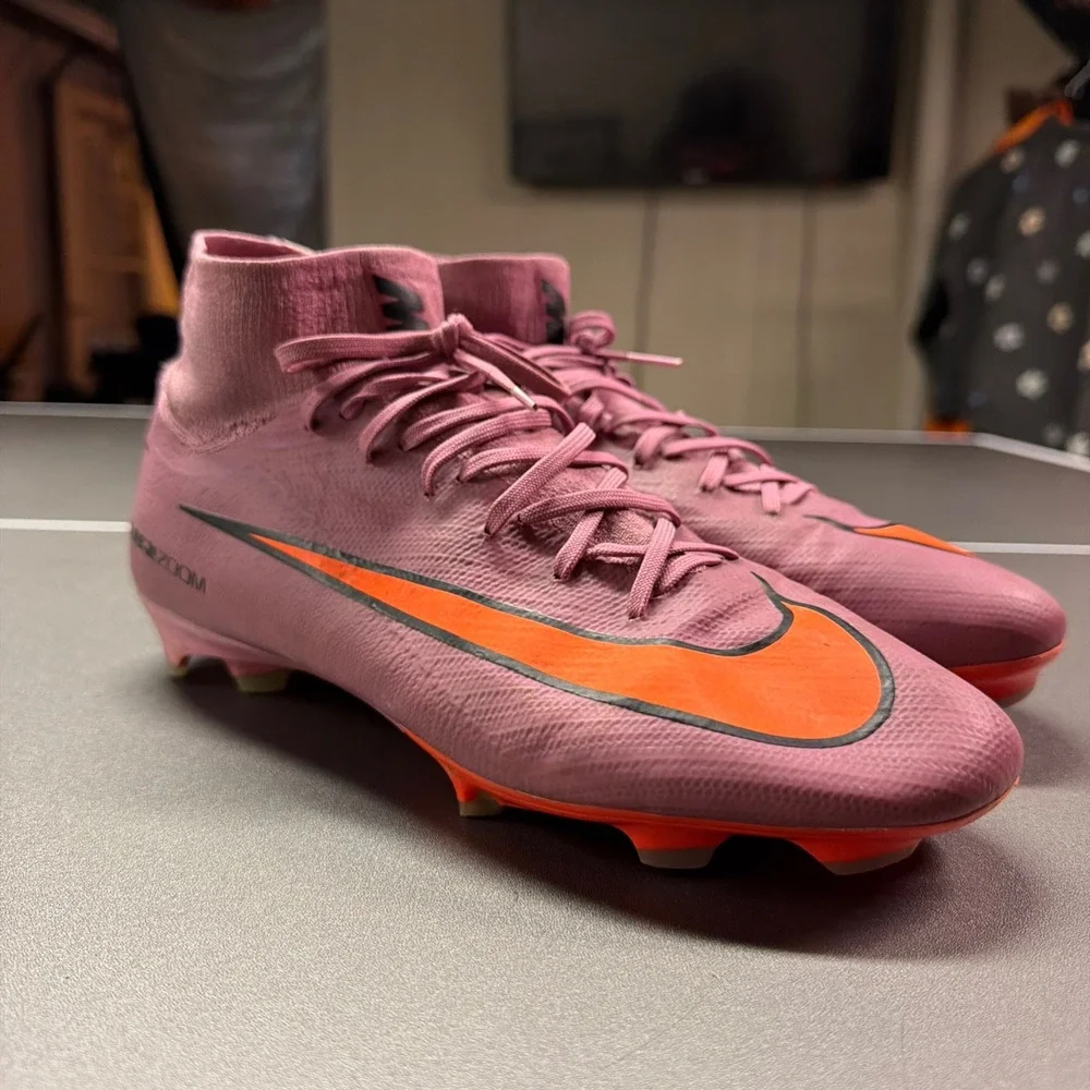 Nike Mercurial Superfly 9 Elite FG Soccer Cleats Pink Orange Flyknit Men's 9.5